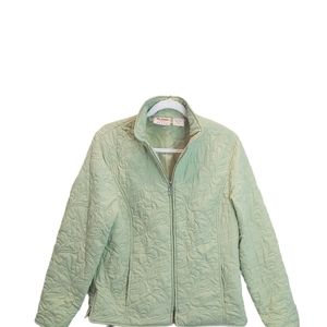 Quilted women lightweight rain weather proof lined green jacket coat size Medium